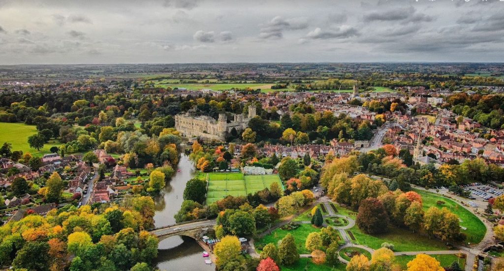 Warwick castle from a distance