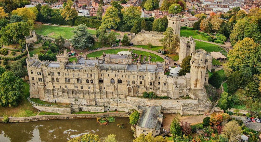 Drone of Warwick castle